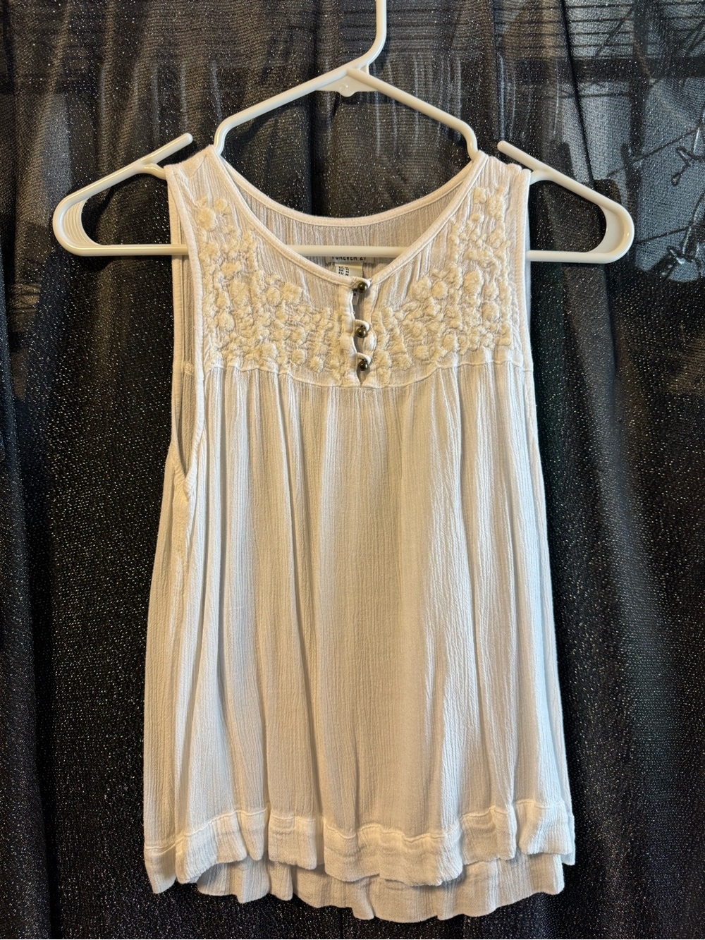 Forever 21 Cream Embroidered Sleeveless Camisole